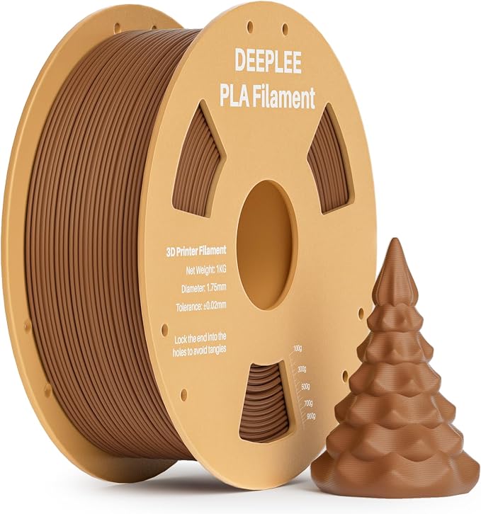 PLA 1.75mm 3D Printer Filament, Dimensional Accuracy +/- 0.02mm, Neatly Wound, No Clogging, Vacuum Package, Fits for Most FDM 3D Printers, 1kg Brown