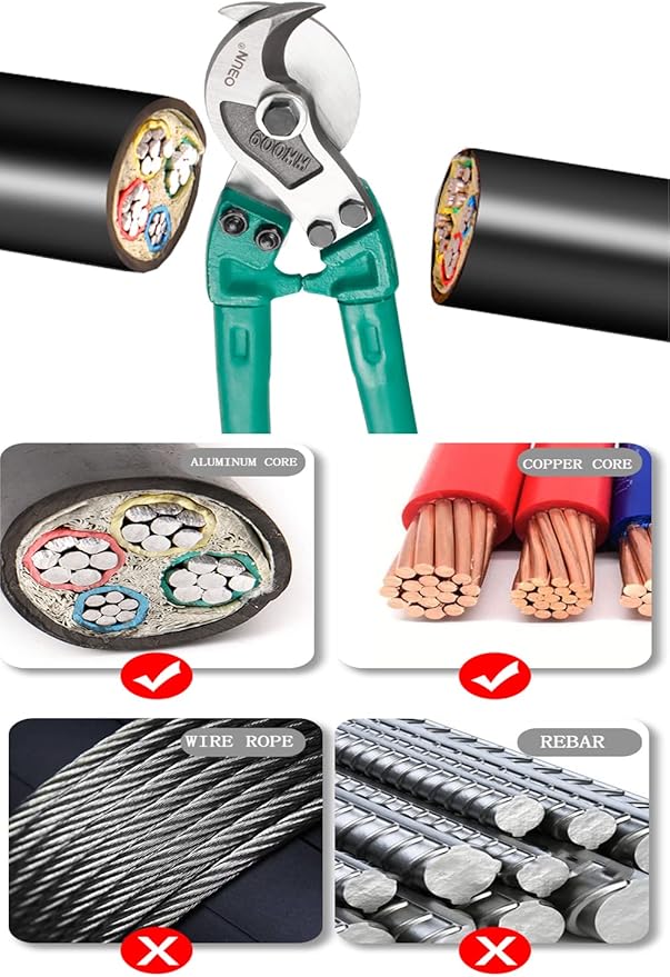 Steel Cable Cutters，24 Inch Stainless Steel Wire Rope Cutter Cuts Up to 3/8" for stainless steel rope, bike brake cable, railing cable (Green-24inch)
