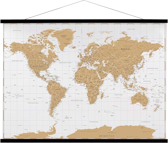 FALAMON Magnetic Poster Hanger Frame, 24x36 24x18 24x28 24x30 Teak Wood Magnet Poster Frame for Posters, Prints, Photos, Pictures, Maps, Scrolls, and Canvas Artwork(Black, 24")