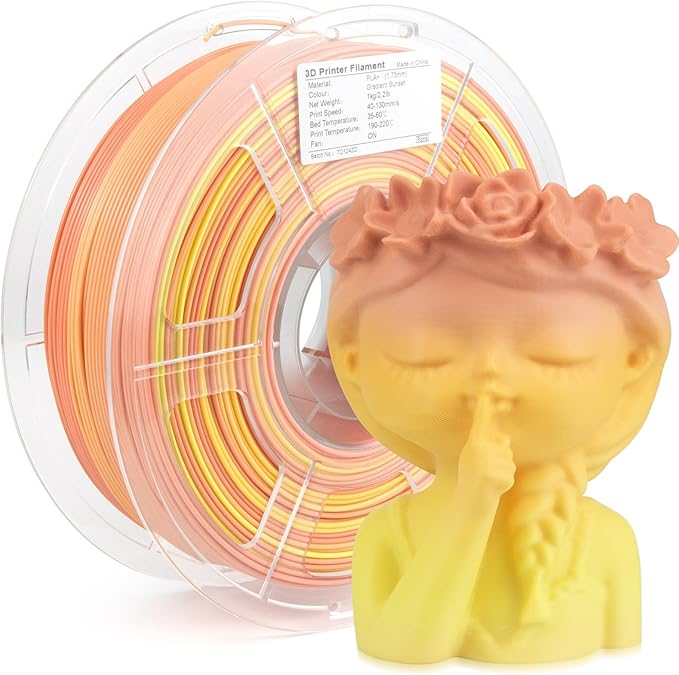 iSANMATE Rainbow PLA+ Filament 1.75mm, Fast Color Change Rainbow Filament 3D Printing Filament, Multicolor Color Changing PLA Filament 1KG Spool (Sunset)
