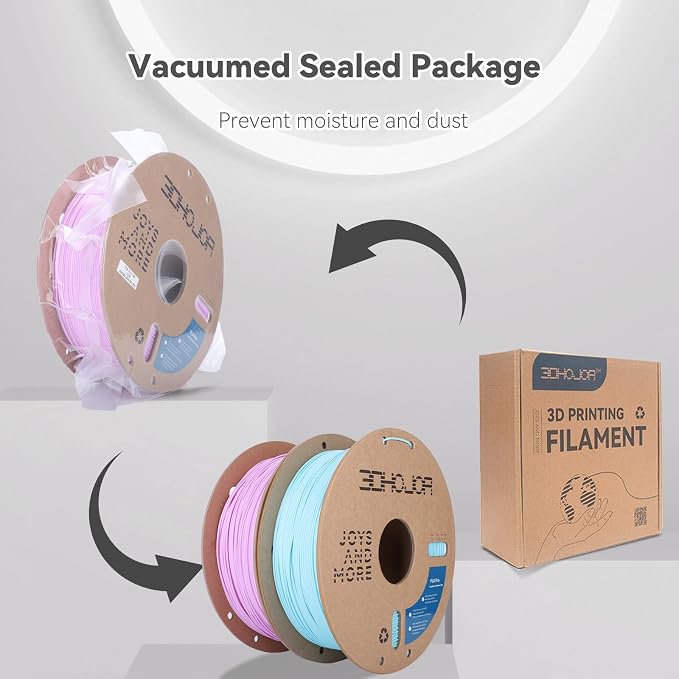 3DHoJor PLA Pro (Plus) Filament 1.75mm, 3D Printer Filament, Cardboard Spool 3D Printing Filament, Dimensional Accuracy +/- 0.03 mm-2 Pack Lilac+Baby Blue