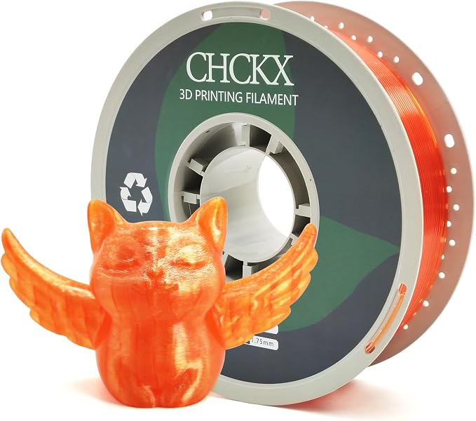 PETG Transparent 3D Printer Filament, Dimensional Accuracy +/- 0.03 mm, 1kg Spool(2.2lbs), 1.75 mm Fit for Most 3D Printers, Clear Orange