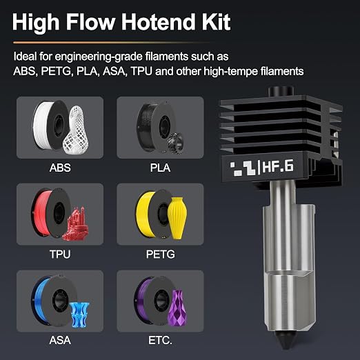 P2S High Flow Hotend Kit with Hardened Steel Nozzle for Bamboo lab H2D/H2S/H2C/X2D/P2S 3D Printer, Save 30% Time Print Head, One-Piece Integrated Design for Reduced Clogging (0.6mm)