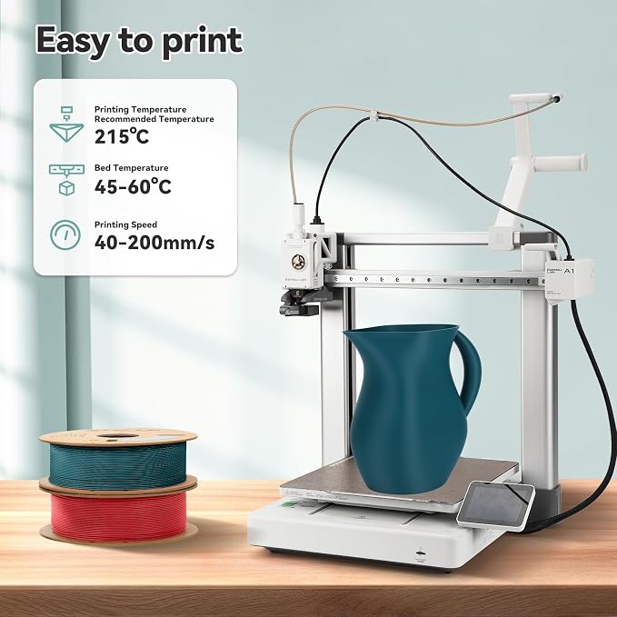3DHoJor Matte PLA Filament 1.75mm, Upgrade 1kg*2 Bundle Cardboard Spool PLA Filament 1.75 PLA 3D Printing Filament, Print with Most 3D Printers Using 3D Filament-Fire Engine red+Morandi Green