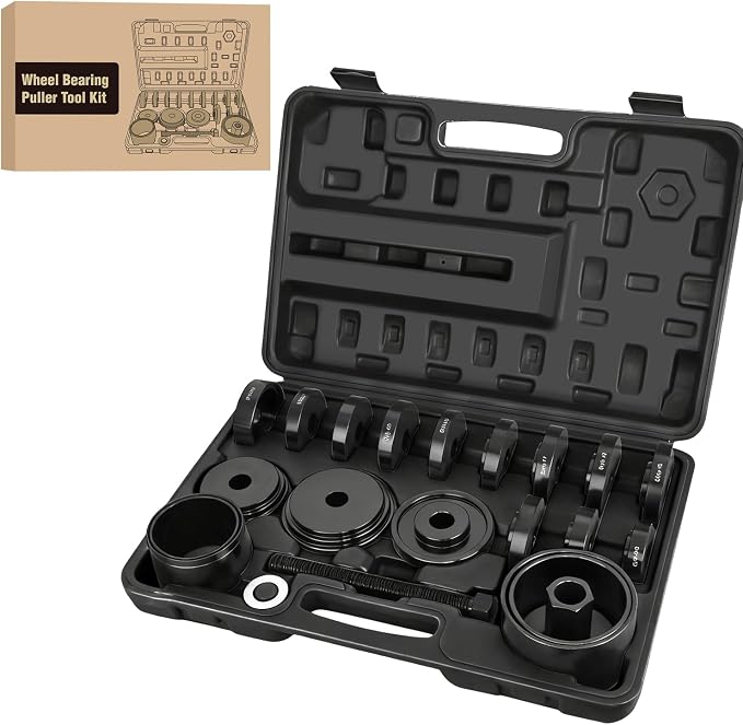 GOOACC Wheel Bearing Removal Tool Kit, 23PCS Wheel Bearing Press Kit for Front Wheel Drive Bearing Removal & Installation Universal Hub Bushing Press Sleeves Puller Tool Set with Sliding Screws, Black