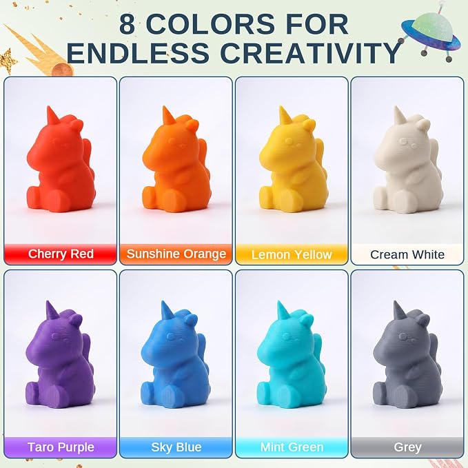 SainSmart PLA Filament 1.75mm, Planet Explorer 8-Color Mini Spool Bundle, 250g Each, High-Speed PLA, +/-0.02mm Accuracy, Easy-to-Print, Compatible with Most FDM 3D Printers