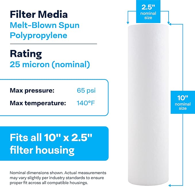 SpiroPure 10x2.5 25 Micron Sediment Water Filter P25 155015-43 (24 Pack)