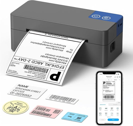 Bluetooth Thermal Shipping Label Printer, 4x6 Portable Thermal Label Printer, Compatible with iPhone, Android, Windows & Mac, Widely Used for USPS UPS Amazon Shopify Etsy (Dark Grey)