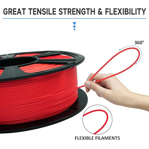 GIANTARM 3D Printer Filament, Red Pla Filament, 1Kg(2.2lbs) Spool, 1.75mm Dimension Accuracy +/- 0.03mm, 3D Printing Filament