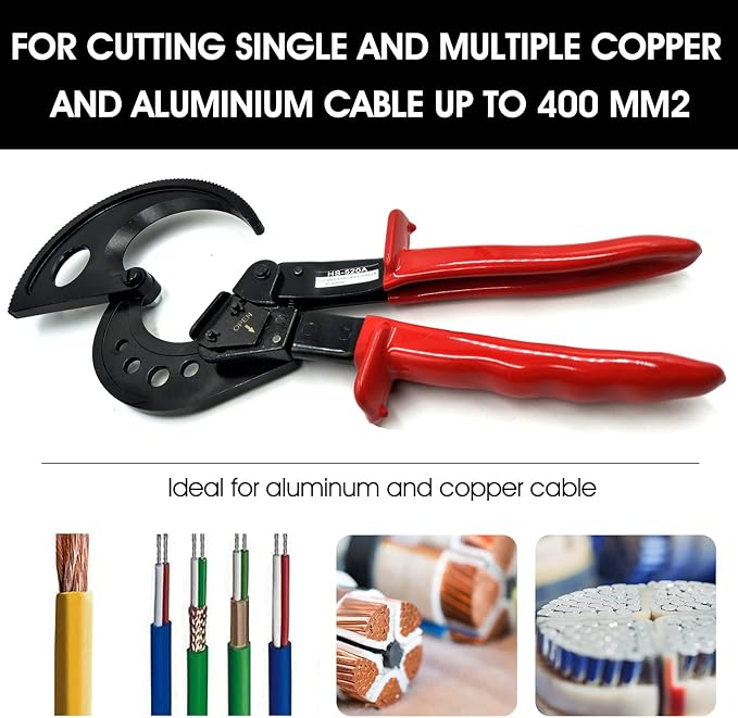 Ratcheting Cable Cutter, 400mm2 Aluminum Copper Wire Cutters for Cutting electrical wire as Ratchet Wire Cutters (400mm2)
