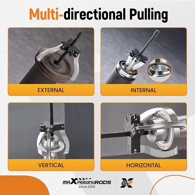 maXPeedingrods 2 or 3 Jaw Gear Puller Set, 3" and 7" Pulley Puller Tool, 2 Pcs External and Internal Ratcheting Puller Set