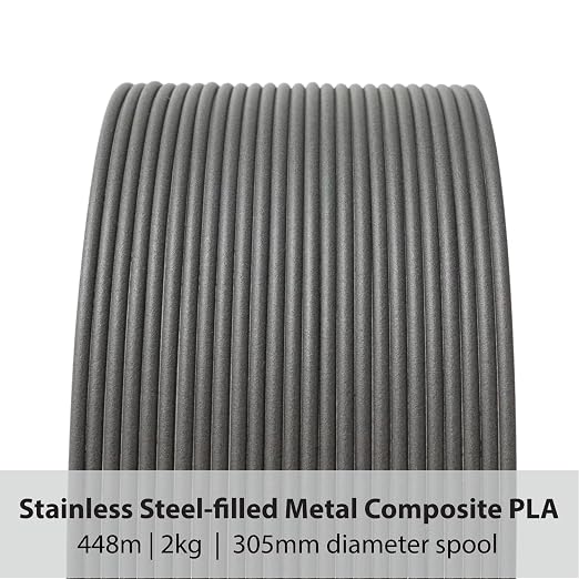 Protopasta Stainless Steel Filled PLA 3D Printer Filament | ProtoPlant Metal-Filled PLA Plastic Printer Filament with 60% Steel | Polish & Patina Friendly Metal Composite Filament | 2kg Metallic Spool