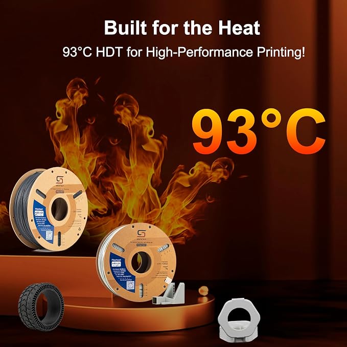 Siraya Tech Fibreheart ABS-GF Premium Glass Fiber 3D Printer Filament - 93°C Heat Resistance, High Durability, Precision Printing - for Automotive & Industrial Applications (1kg, Black)
