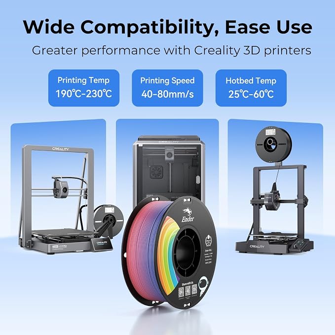 Creality PLA+ Filament 1.75mm 2KG, 3D Printer Filament Strong Toughness No-Tangling Vacuum Packaging 3D Printing Filament Fit Most 3D Printers,Accuracy +/- 0.02mm, Black & White
