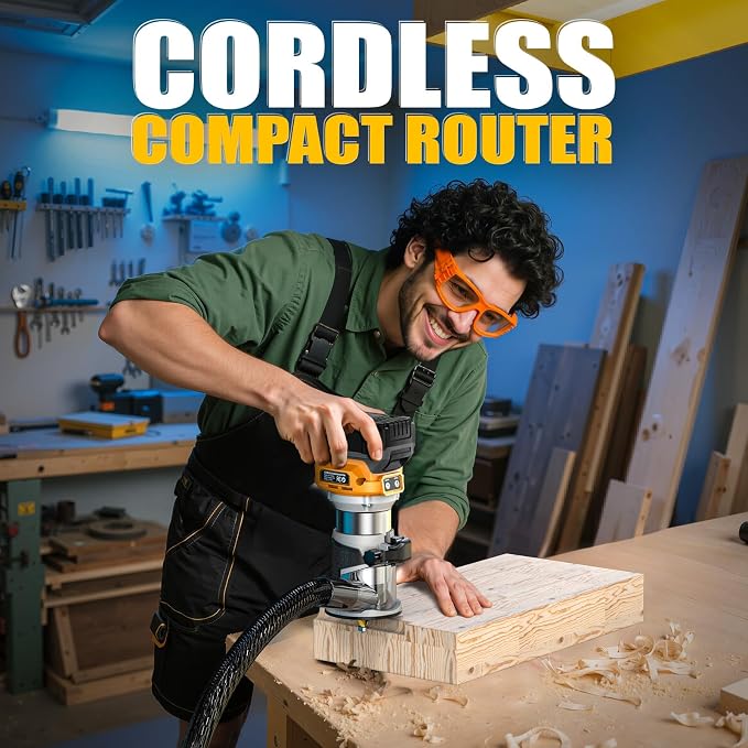 MtiolHig Cordless Compact Router Compatible with DeWalt 20V Battery (Tool Only), 6 Variable Speeds Router Tool for Woodworking, 800W Fixed Base Wood Palm Router