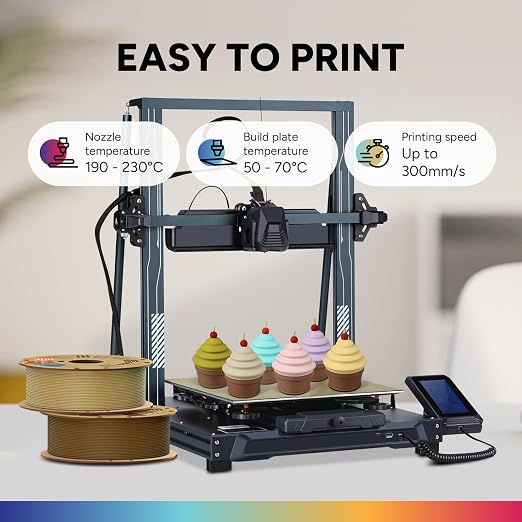 OVERTURE Matte PLA 1.75mm, Low Warp & Smooth Finish 3D Printer Filament | Frosted Matt Finish Hides Layer Lines, 1kg Spool (2.2lbs) Cardboard Spool, Fit Most FDM Printer (Matte Wood)