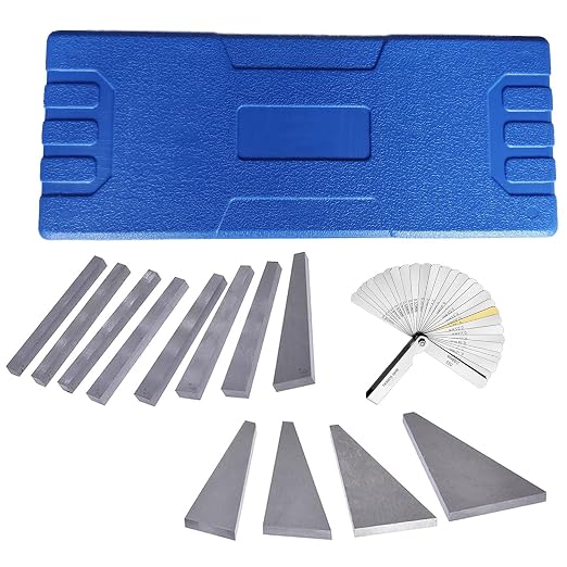 Precision Angle Block Set 1/4, 1/2 1, 2, 3, 4, 5, 10, 15, 20, 25, 30 Degree Machinist Tools Milling Ground Gauge Angle Gage Inspection Block Set (12Pcs Angle Gauge Block)