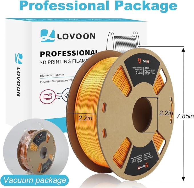 LOVOON 3D Printer Filament Dualcolor,1.75mm Silk PLA Filament Gold Red Dualcolors, Silky PLA Filament Most Printer and 3D Pen, 3D Printer Accessories,1KG(2.2lbs)/Spool