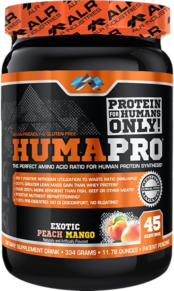 ALR Industries HumaPro Essential Amino Acid Formula | EAA Protein Supplement | Supports Muscle Recovery & Performance | Vegan, Gluten Free | | 45 Servings (Exotic Peach Mango)