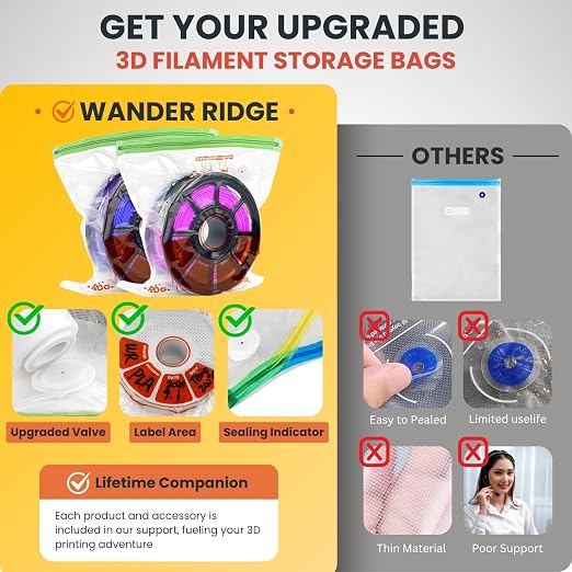 3D Printer Filament Storage Bags – Vacuum, Moisture-Proof & Dustproof, Humidity Resistant, Reusable (13 x 15 Inches, 30 Bags Only)