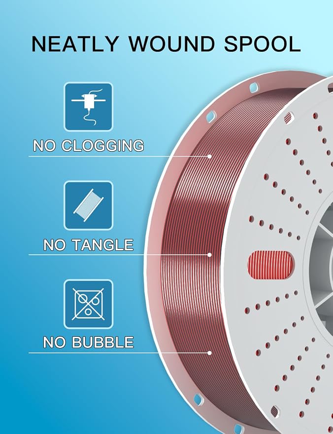 PINBALL Silk PLA 3D Printer Filament 1.75mm, Shiny Silk Dual Color 3D Printing Filament, PLA Filament Dimensional Accuracy +/- 0.02mm, 1 KG Silk Dual Color Black-Red