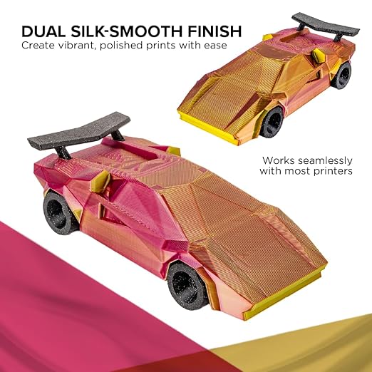 Polymaker Panchroma Dual Silk PLA Filament 1.75mm, 1kg, Aubergine | Neatly Wound, High-Gloss Finish PLA(Lime-Magenta), Easy Print & Smooth Feeding, Compatible with Bambu Lab & Most 3D Printers