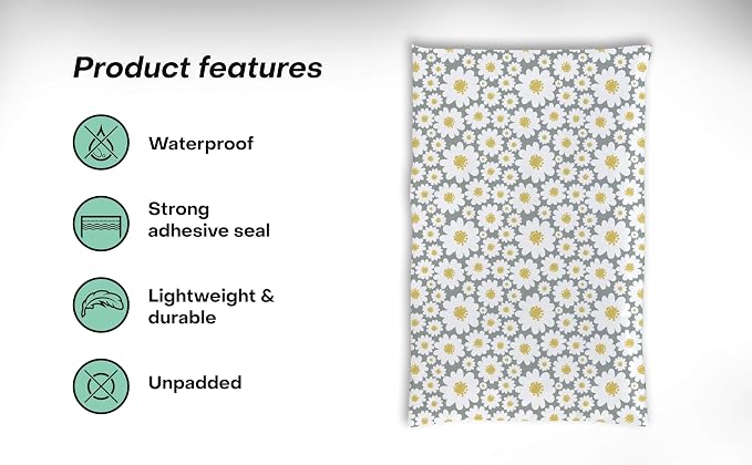 6x9 Poly Mailers – Floral Daisy – Waterproof, Tear-Resistant Shipping Bags with Adhesive Seal – 100 Pack – Package Mint