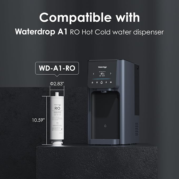 Waterdrop A1-RO Filter, Replacement for Waterdrop A1 Reverse Osmosis Hot Cold water Dispenser, 12-month Lifetime | Countertop Reverse Osmosis Filter, Enhanced Filtration, Long Filter Lifespan, Easy and Quick Filter Replacement