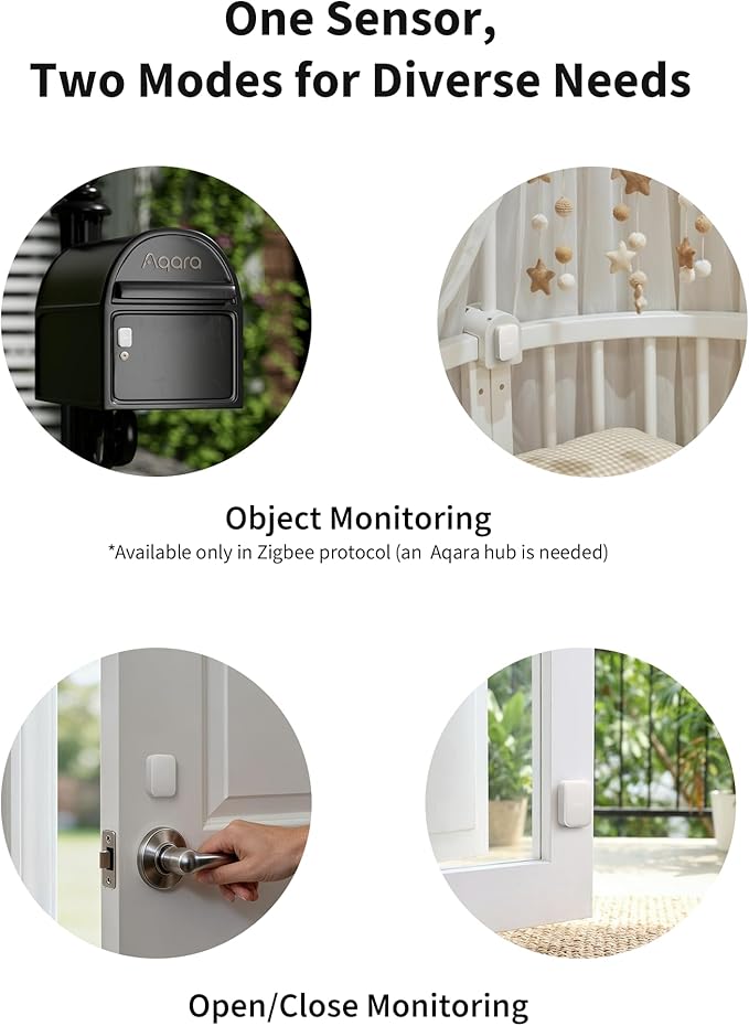 Aqara Multi-State Sensor P100, Thread/Zigbee Door and Window & Vibration Sensor, Open/Close or Object Monitoring, 10-Level Sensitivity, Supports Apple Home, Home Assistant, Alexa, White