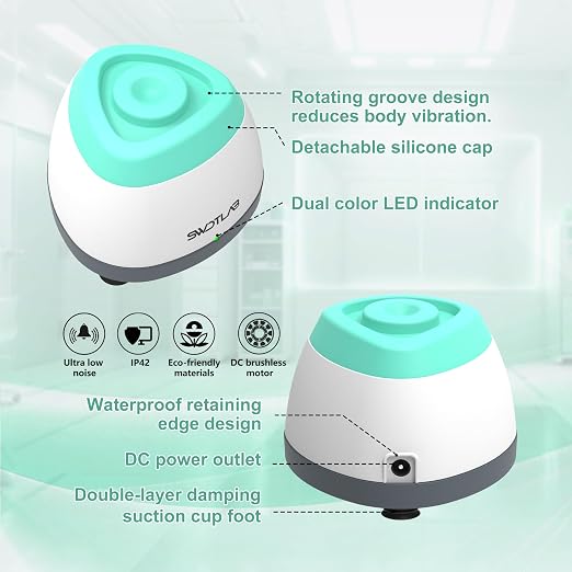 Mini Vortex Mixer 3500RPM, Touch Nail Polish Shaker Lash Glue Shaker, Lab Paint Shaker for Tattoo Ink Acrylic Paint Test Tubes, DC Brushless Motor, 3s Mix, Silicone Cap (Cyan)