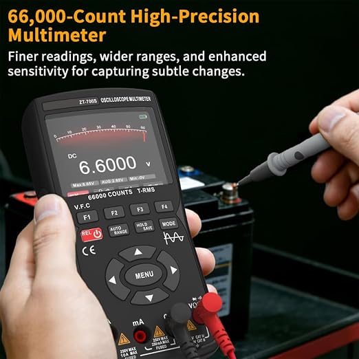 706S 3-in-1 Handheld Oscilloscope Multimeter DDS Signal Generator, 2 Channel 50MHz Bandwidth 280MSa/s Sampling Rate, 66000 Counts Multimeter with VFC, Diode Test & Waveform Recording