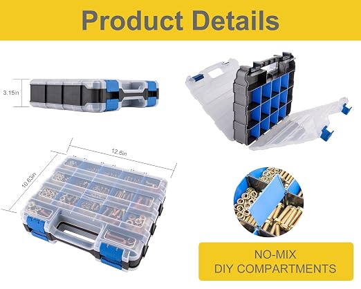 1352 PCS Metric Hex Bolts & Flange Bolts -8.8 Grade, M5 M6 M8 M10 M12 Heavy-Duty hex Bolt and nut Set, Galvanized zinc, a Unique Double-Sided Outer Box