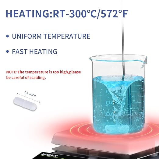 Magnetic Stirrer 5.9 inch Hot Plate 200-1600RPM Max Temp.300℃ Magnetic Stir Plate Max 5L Lab Stirrers with Stir Bar & Standing Pole(No Screen)