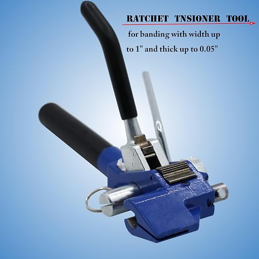 Steel Strapping KIT,Metal Banding Strapping Tool Pallet Banding Kit with Ratchet Tensioner and Cutter，Metal Belt Packaging Machine with 100pcs Buckle 3/4" x 100 Feet Steel Banding Coil
