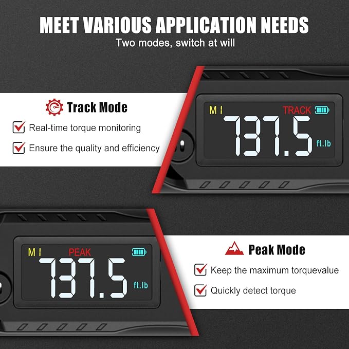VANPO Digital Torque Wrench 3/4-Inch, 37–737 ft-lb. for Heavy Equipment | ±2% Accuracy, Electronic Torque Wrench with LED, Buzzer & Vibration Alert for Wind Turbine, Mining Equipment & Industrial