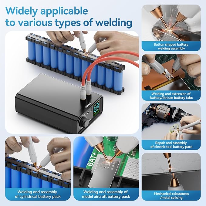 9000W Battery Spot Welder, Rotary Knob Operation 100 Gears Adjustable Foot Pedal Operated, 0.1-0.3mm Spot Welder with Dual Pulse Output, Portable Spot Welder for Making DIY Battery Packs (UK1)