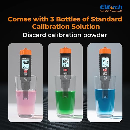 Elitech PHM-230 Professional pH Pen Meter – Digital Tester for pH & Temperature in Hydroponics, Growing Solutions, Drinking Water with ATC & Full Calibration Kit (0.00–14.00) for Plant Health