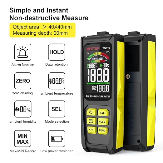 MESTEK Electrical Tester Kit with GFCI Outlet Tester, Non-Contact Voltage Tester, Pinless Wood Moisture Meter, Home Inspector Tool Kit, 3-Piece with Carry Case and Batteries