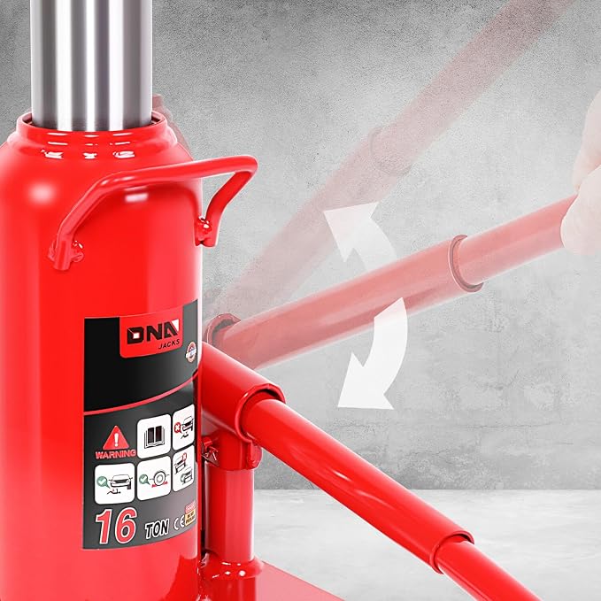DNA Motoring 16 tons / 32000 lbs Lifting Automotive Welded Hydraulic Bottle Jack for Repair Vehicle, Pickup, Truck, w/Manual Handle, Red,TOOLS-00361