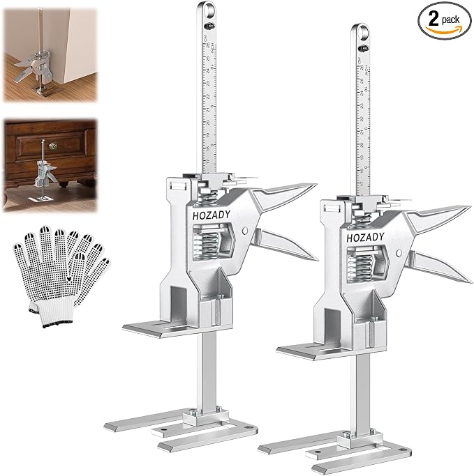 Labor Saving Arm Jack 2 Pack, 440LBS Capacity Furniture Jack with Stainless Steel Construction, 15.5-Inch Multi-Functional Lifting Tool & Height Adjuster for Windows, Doors, Tiles, Appliances