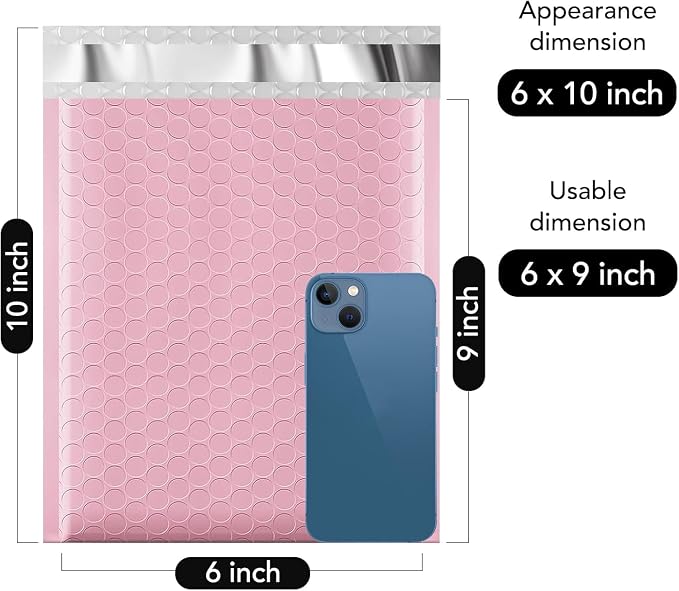 Fuxury Bubble Mailers 6x10" Light Pink Padded Envelopes 1000Pack Strong Adhesion Thick Padded Mailers for Small Business Mailing Small Items,Jewelry,Makeup
