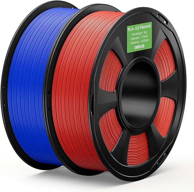 PLA+ 2.0 Filament 1.75mm, 3D Printer Filament, Upgrade PLA Plus 3D Printer Filament, High Speed PLA+ Filament for Most FDM 3D Printer, Red & Blue 2kg