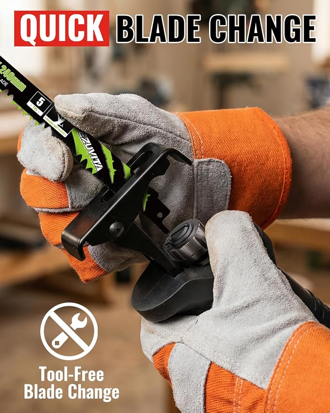 7 Amp Corded Reciprocating Saw for Wood, Metal, PVC & Tree Pruning, 1-1/8" Stroke Length & 2800 SPM, 6-Speed Dial, 180° Rotating Handle, Adjustable Pivoting Front Shoe, 6 Blades & Bag Included
