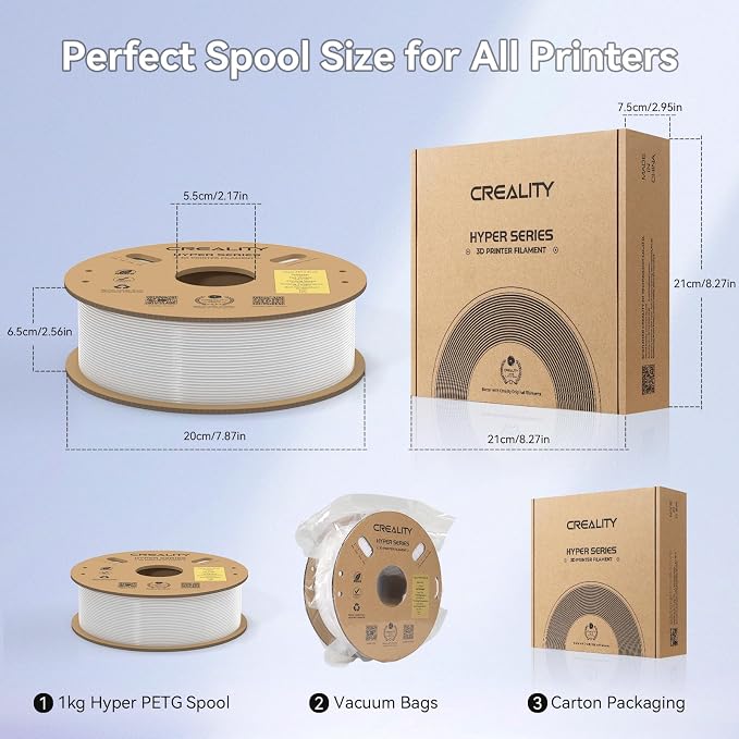 Official Creality Hyper PETG Filament 1.75mm, High Speed 600mm/s 3D Printer Filament PETG, 1kg(2.2lbs)/Spool, Dimensional Accuracy ± 0.05 mm