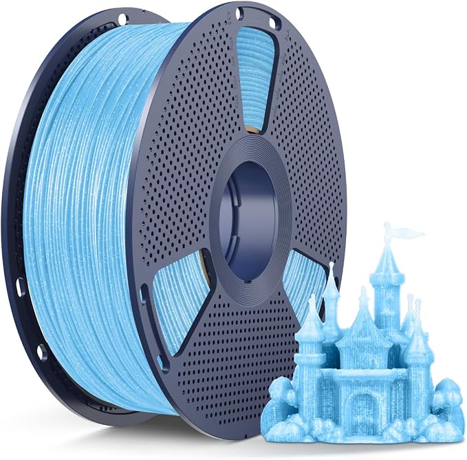 SUNLU Shiny Sparkle PLA Filament 1.75mm, Galaxy Glitter 3D Printing Filament, Dimensional Accuracy +/- 0.02mm, 1kg Spool, Works with Most FDM Printers, Twinkling Blue