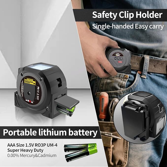 Laser Tape Measure 3 in 1 Laser Rangefinder Tape Measure