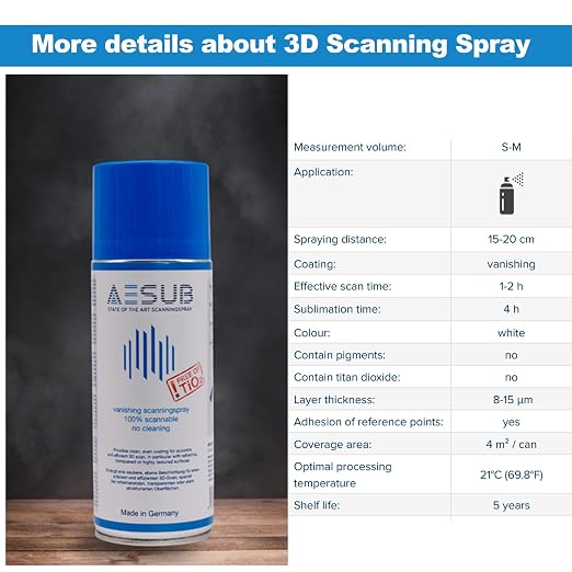 3D Scanning Spray for 3D Scanners - No Cleaning Needed, Ideal for Transparent & Reflective Highly Textured Surfaces Objects, Enhances Scan Accuracy Efficiency, 400ml, Blue