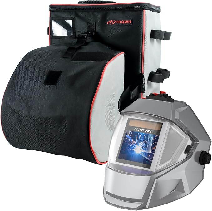 TRQWH Panoramic View Welding Helmet Auto Darkening Welding Hood & Welding Tools Backpack