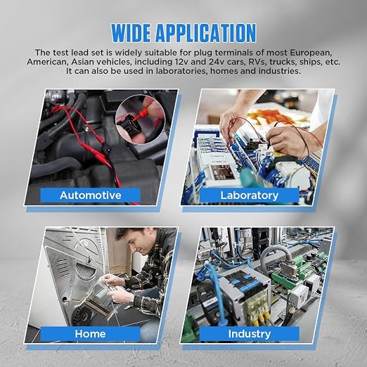 Multimeter Test Leads Kit 114PCS Multimeter Leads Kit Multi Function Electrical Back Probe Kit Efficient Automotive Circuit Test Leads Kit Relay Wire Terminal Test Diagnostic Tool with Alligator Clips