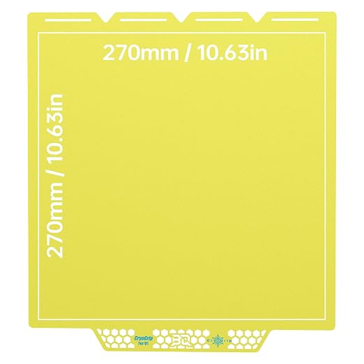 BIQU CryoGrip Pro Glacier Build Plate for Snap-Maker U1 3D Printer, Low Temperature Printing, Double-Sided Spring Steel Sheet, 276X301mm, Yellow